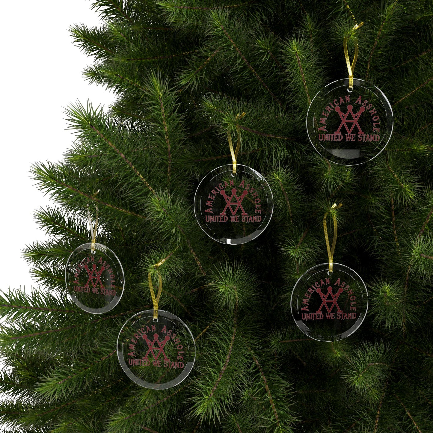 American Asshole™ Glass Ornaments – Custom-Printed Gag for Secret Santa & Holiday Roasts