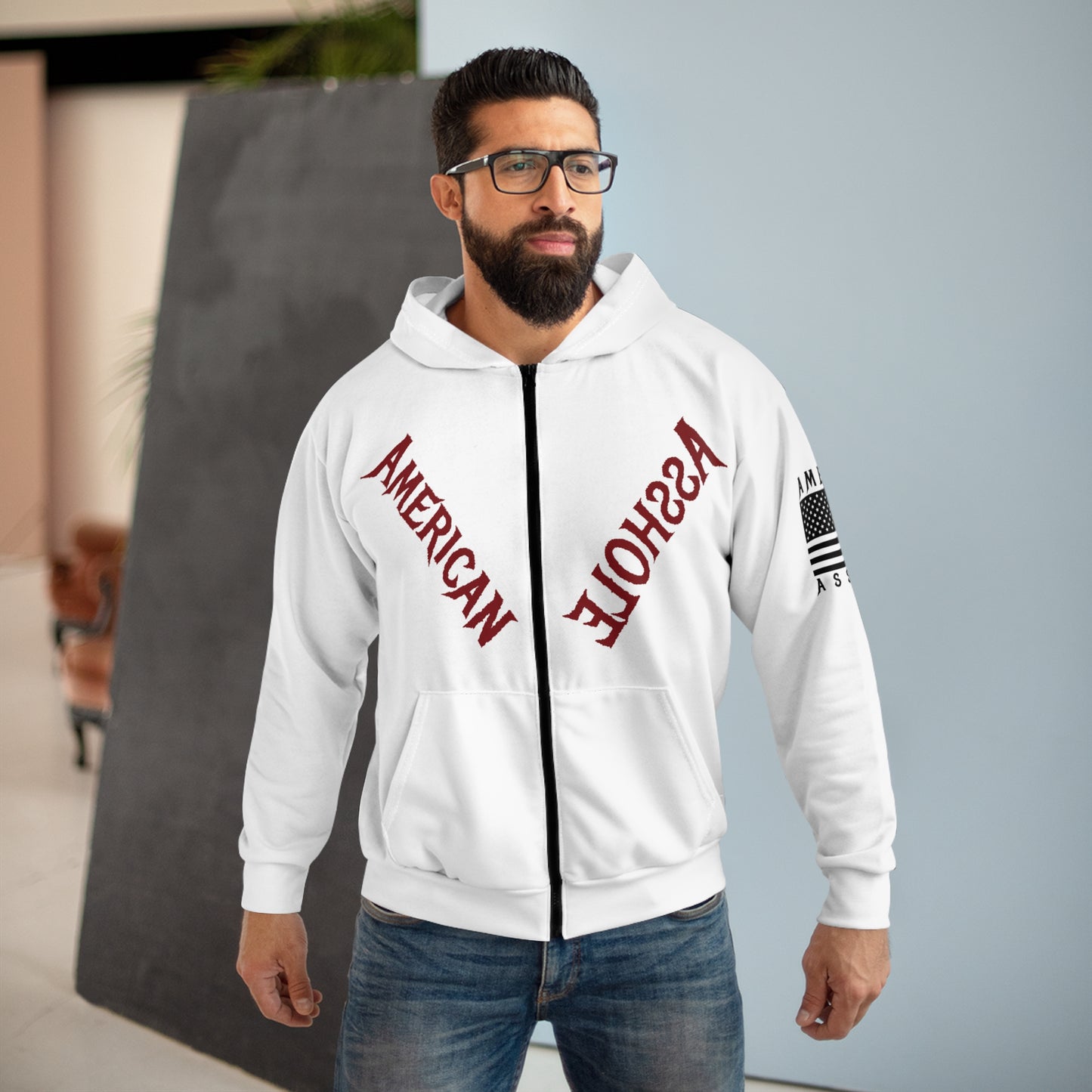 American Asshole™ Zip Hoodie – Cozy AF, Full-Zip Freedom