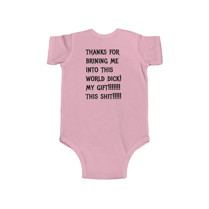 Infant Bodysuit — “Baby’s Gift Back Is Shit” Funny Infant Onesie