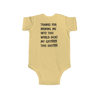 Infant Bodysuit — “Baby’s Gift Back Is Shit” Funny Infant Onesie